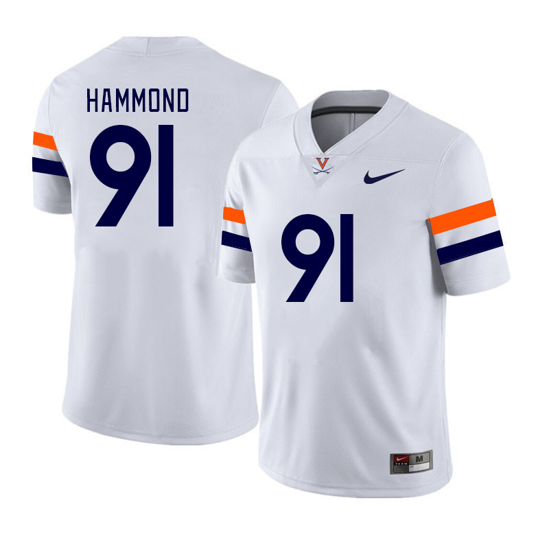 Men #91 Jason Hammond Virginia Cavaliers College Football Jerseys Stitched Sale-White